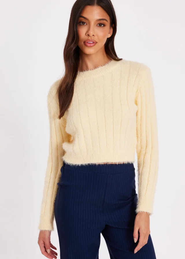 Quiz Yellow Fluffy Knit Jumper