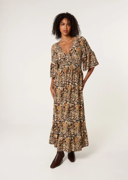 Blue Vanilla Khaki V Neck Midi Dress - S/M Image 3