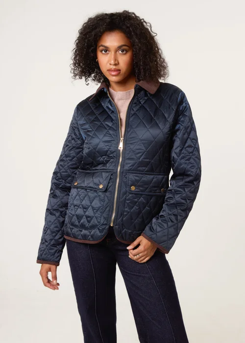 Blue Vanilla Navy Diamond Quilted Cord Collar Coat - M Image 1