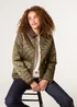 Blue Vanilla Khaki Diamond Quilted Cord Collar Coat - XL Image 1