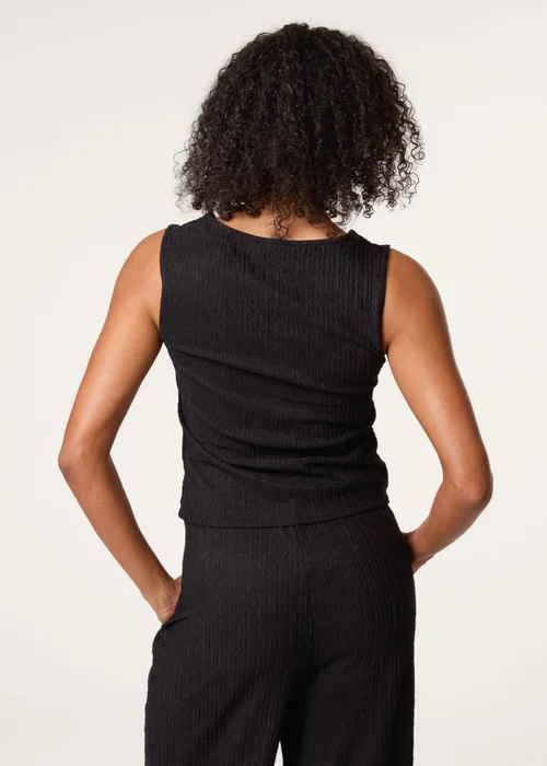 Blue Vanilla Black Crinkle Button Front Waistcoat - Small Image 4