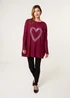 Blue Vanilla Red Heart Diamante Oversized Jumper - One Size Image 3