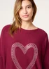 Blue Vanilla Red Heart Diamante Oversized Jumper - One Size Image 2