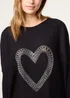 Blue Vanilla Black Heart Diamante Oversized Jumper - One Size Image 2