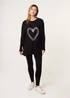 Blue Vanilla Black Heart Diamante Oversized Jumper - One Size Image 1