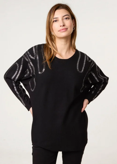 Blue Vanilla Black Embellished Shoulder Jumper - Medium/Large Image 1