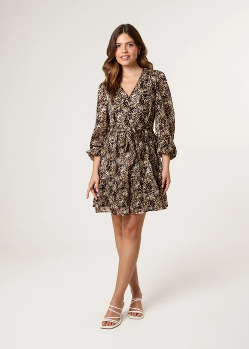 Blue Vanilla Black Button Up Belted Chiffon Mini Dress - 16 Image 4