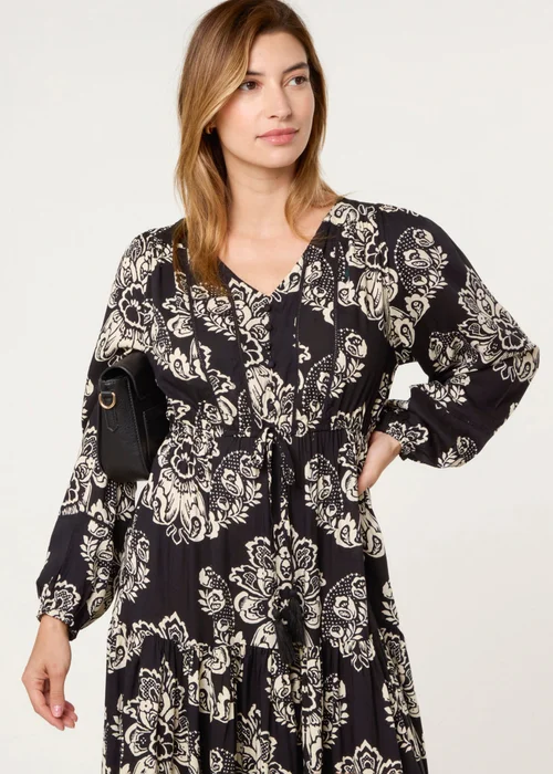 Blue Vanilla Black Button Front Midi Dress - L/XL Image 4