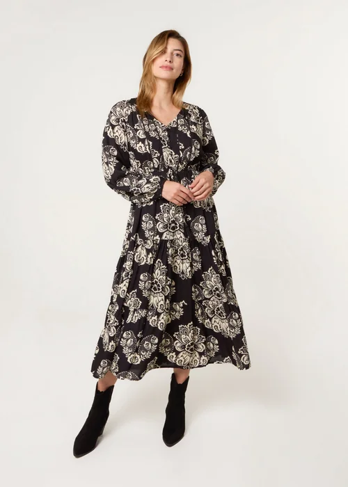 Blue Vanilla Black Button Front Midi Dress - L/XL Image 3