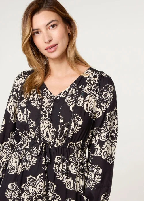 Blue Vanilla Black Button Front Midi Dress - L/XL Image 2