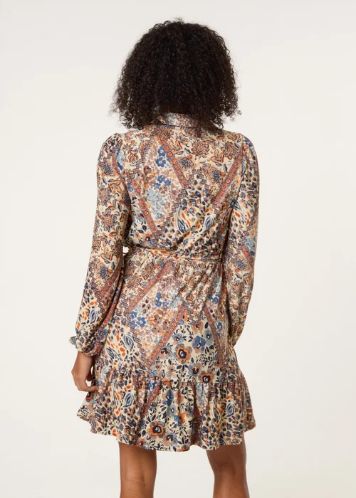 Blue Vanilla Beige Belted Mini Shirt Dress - XL Image 4