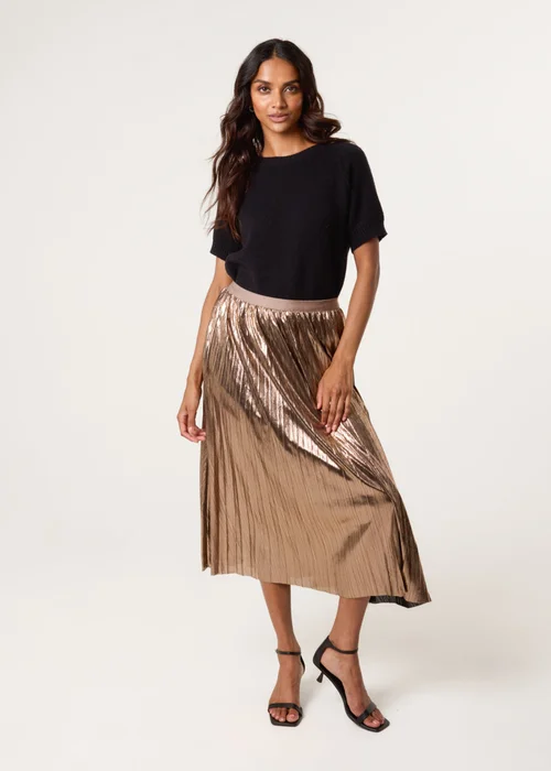 Blue Vanilla Tan Metallic Pleated Tulle Skirt - Small/Medium Image 2