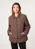 Blue Vanilla Brown Quilted Cord Collar Coat - L Image 2