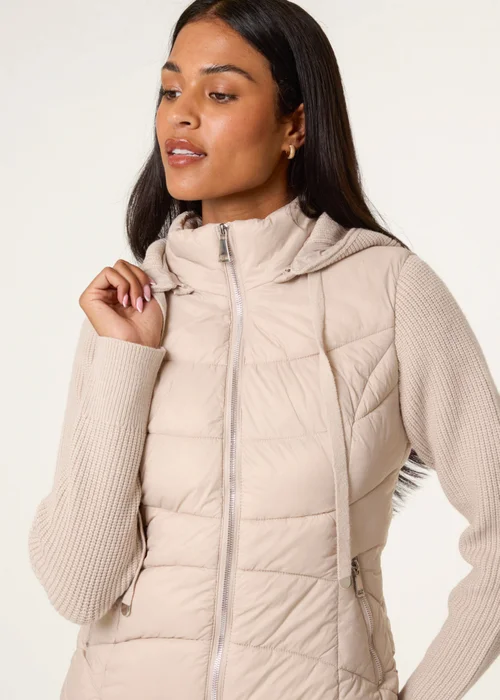 Blue Vanilla Stone Knitted Sleeve Puffer Jacket - L Image 3