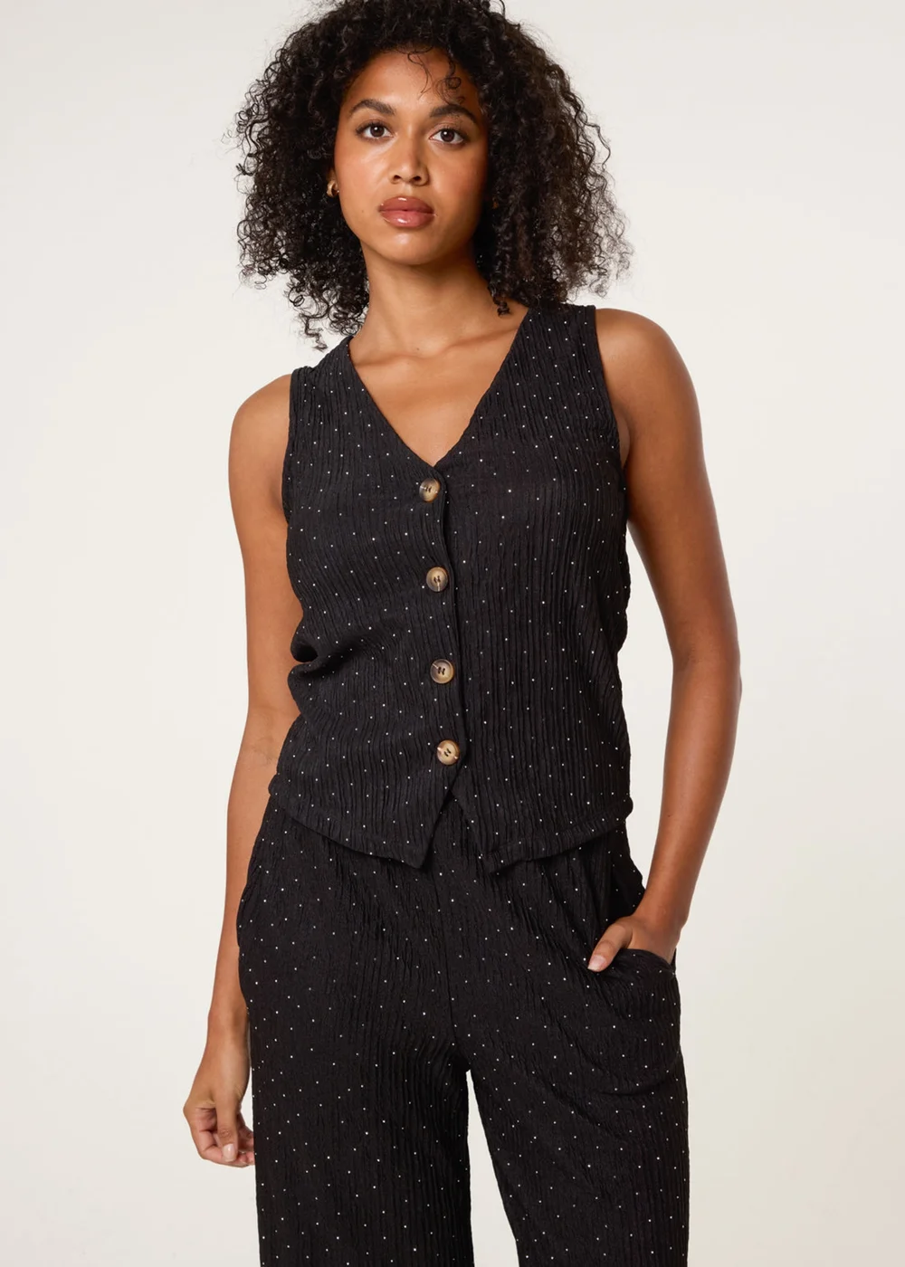 Blue Vanilla Black Rhinestone Waistcoat & Trouser Set - S Image 3