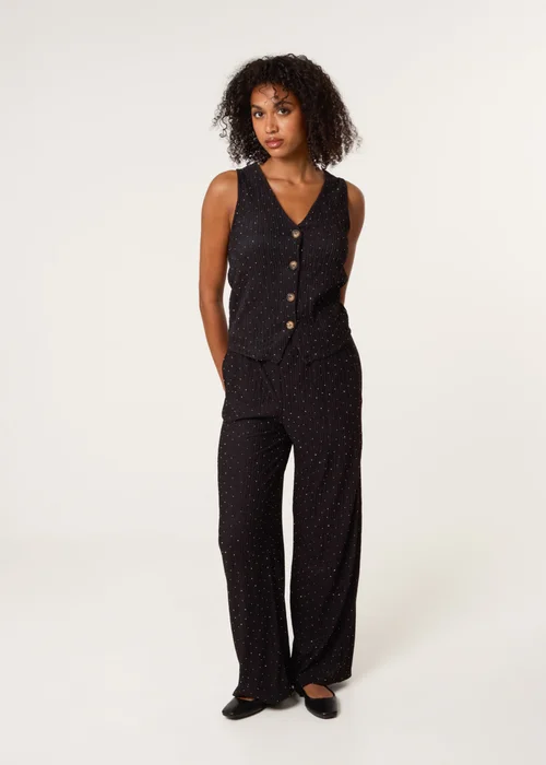 Blue Vanilla Black Rhinestone Waistcoat & Trouser Set - Small Image 2