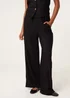 Blue Vanilla Black Crinkle Elasticated Waist Wide Leg Trousers - S Image 2