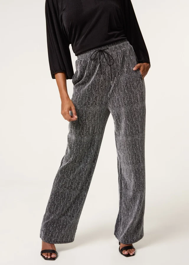 Blue Vanilla Silver Rhinestone Detailed Trousers