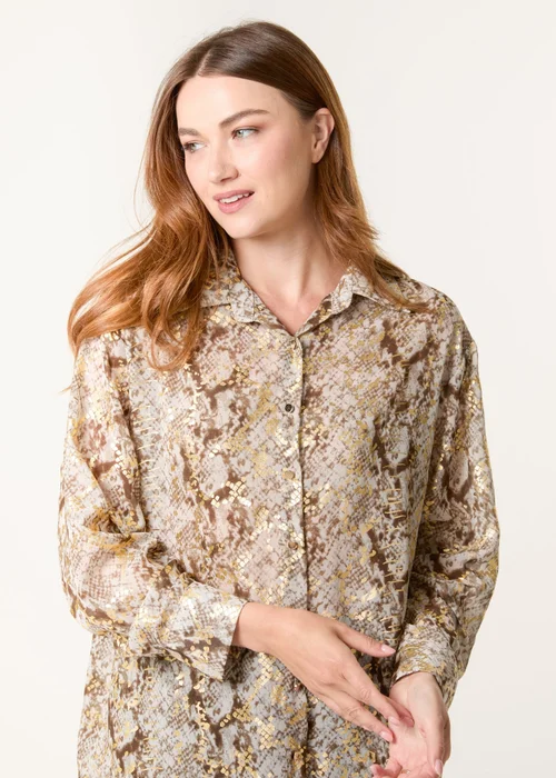 Blue Vanilla Gold Snake Print Long Sleeve Shirt - Extra Large Image 2