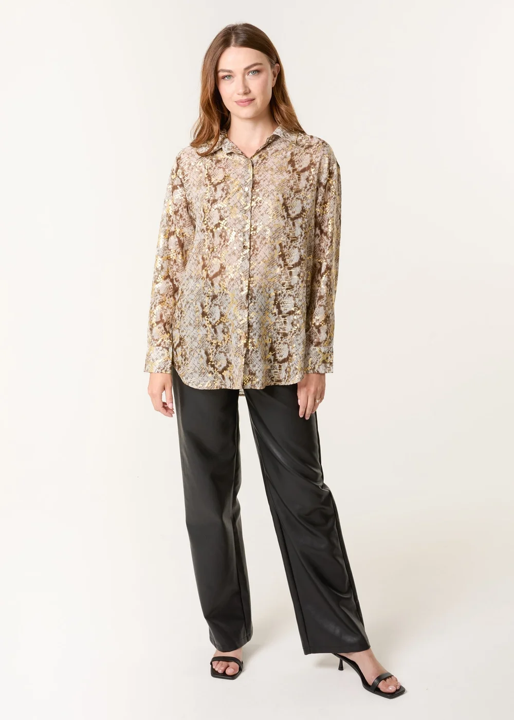 Blue Vanilla Gold Snake Print Long Sleeve Shirt - Extra Large Image 3