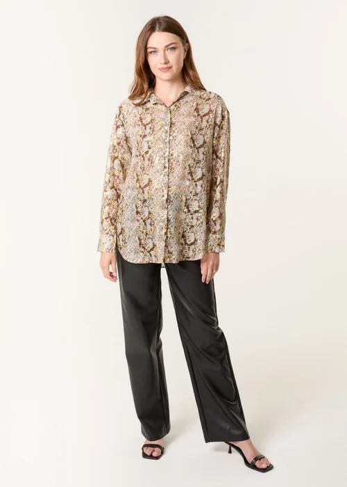 Blue Vanilla Gold Snake Print Long Sleeve Shirt - Extra Large Image 3