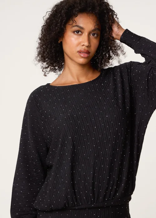 Blue Vanilla Black Rhinestone Batwing Top - Small/Medium Image 3