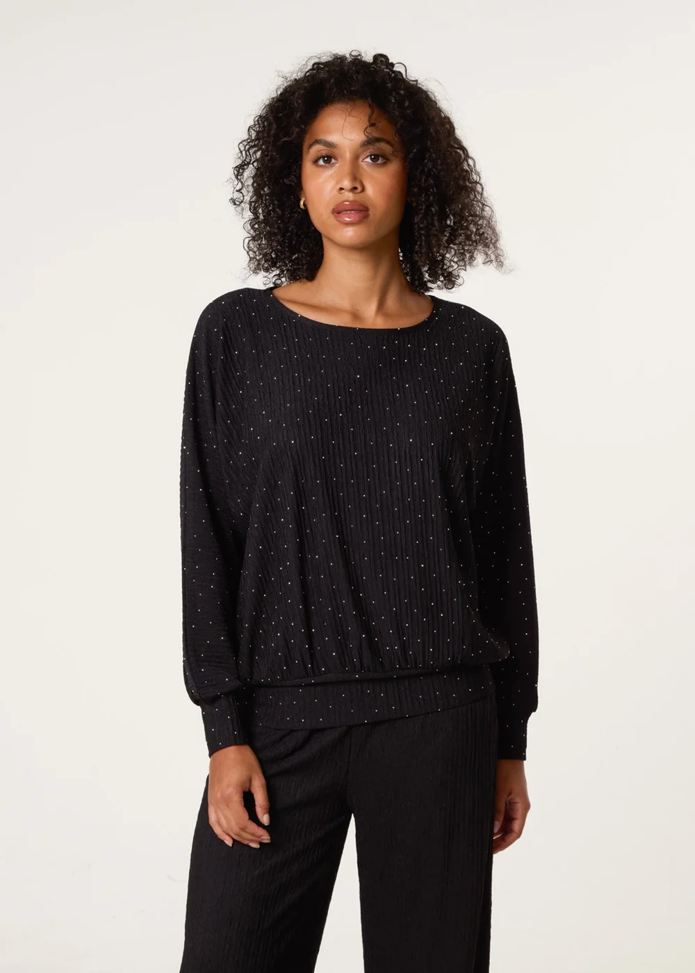 Blue Vanilla Black Rhinestone Batwing Top - Small/Medium Image 1