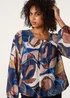 Blue Vanilla Multi Abstract Print Scoop Neck Puffball Blouse - Medium/Large Image 1