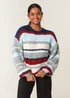 Blue Vanilla Navy Colourful Block Horizontal Stripes Jumper - Small/Medium Image 3