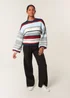 Blue Vanilla Navy Colourful Block Horizontal Stripes Jumper - Small/Medium Image 4