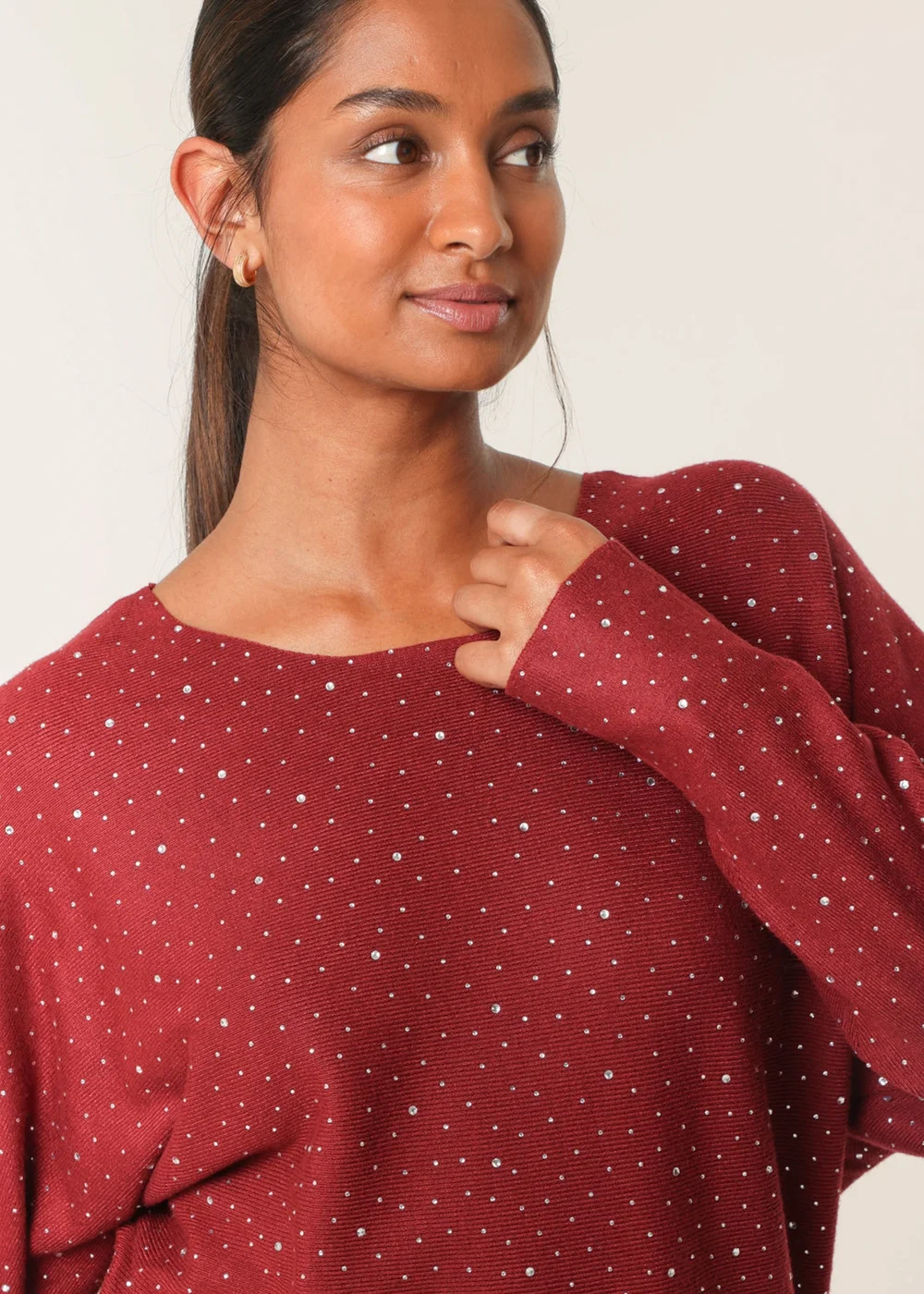 Blue Vanilla Red Jumper With Silver Rhinestones - Small/Medium Image 1