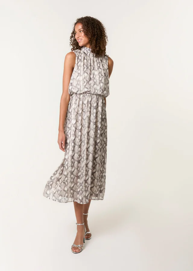 Blue Vanilla Grey Snake Print Diamante Dress