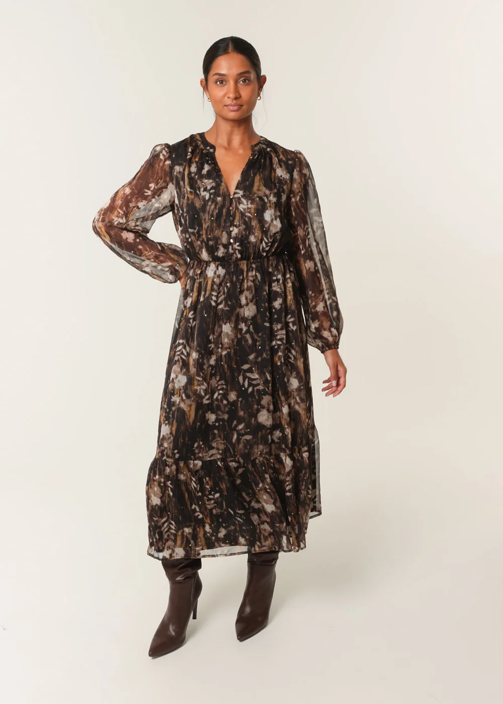 Blue Vanilla Black Button Front Midi Dress - 14 Image 1