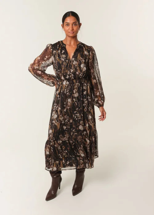 Blue Vanilla Black Button Front Midi Dress - 14 Image 1