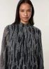 Blue Vanilla Silver Snake High Neck Puff Ball Blouse - Small Image 3