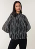 Blue Vanilla Silver Snake High Neck Puff Ball Blouse - Small Image 4