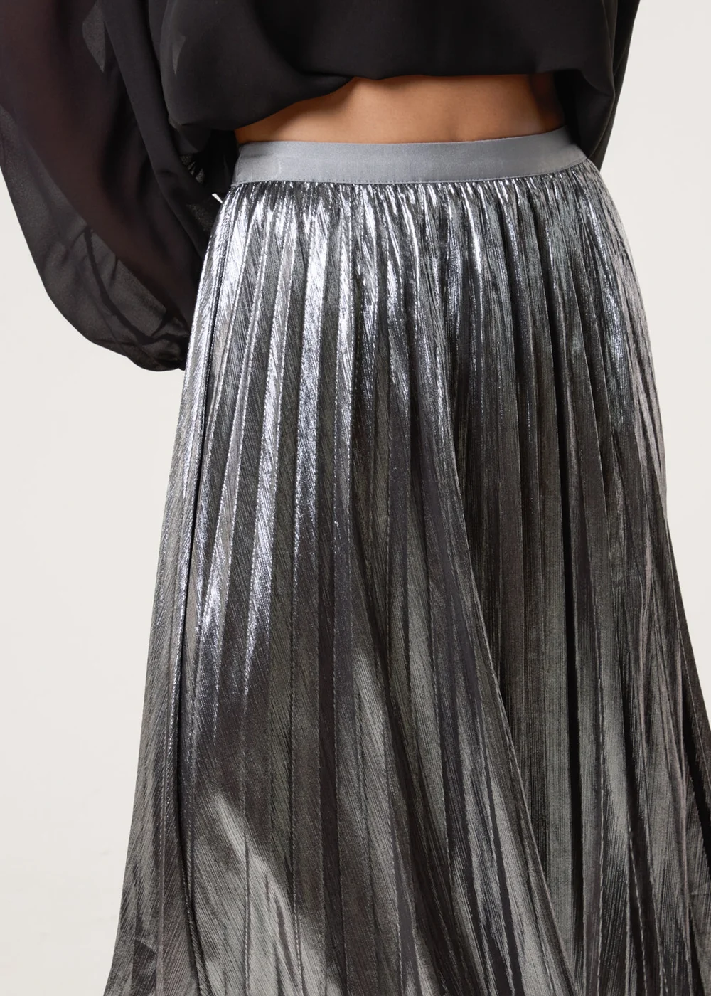 Blue Vanilla Grey Metallic Pleated Tulle Skirt - S/M Image 5