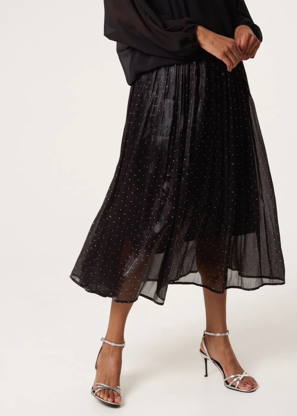 Blue Vanilla Black Shimmery Stud Detailed Tulle Skirt - Medium/Large Image 1