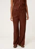 Blue Vanilla Brown Crinkle Elasticated Waist Wide Leg Trousers - Large Image 2