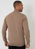 Threadbare Taupe Funnel Neck Quarter Zip Knitted Jumper - Medium Image 2