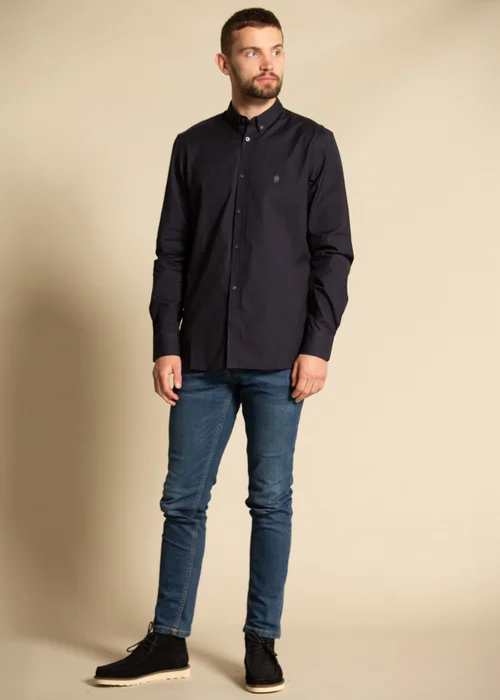 French Connection Navy Cotton Long Sleeve Oxford Shirt - M Image 3