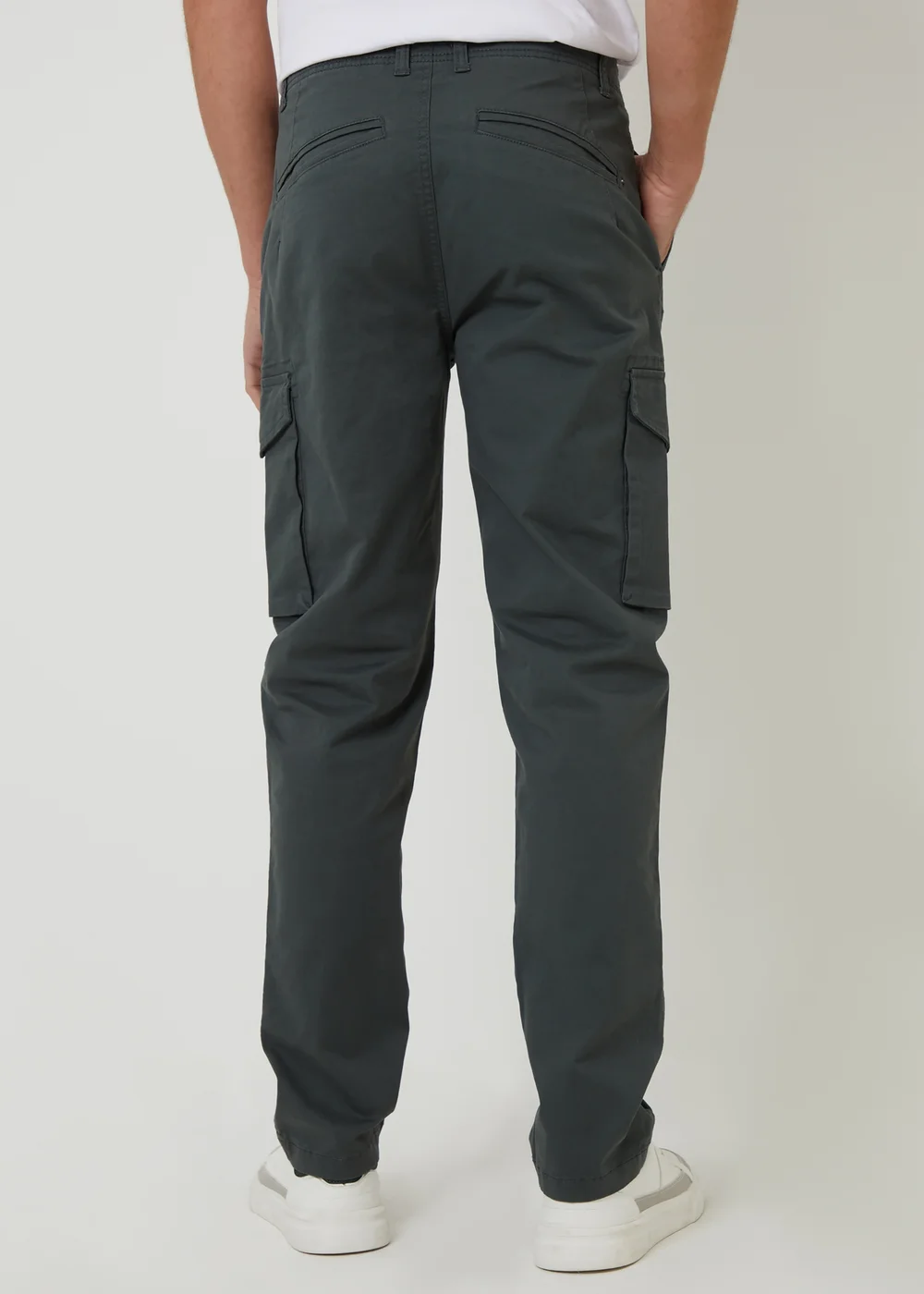 Threadbare Dark Grey Drill Cotton Cargo Trousers With Stretch - 32/L32 Image 2