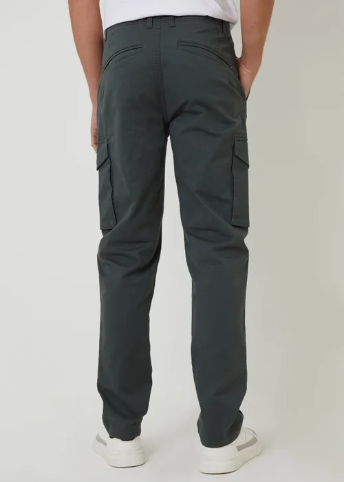 Threadbare Dark Grey Drill Cotton Cargo Trousers With Stretch - 32/L32 Image 2