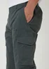 Threadbare Dark Grey Drill Cotton Cargo Trousers With Stretch - 32/L32 Image 3