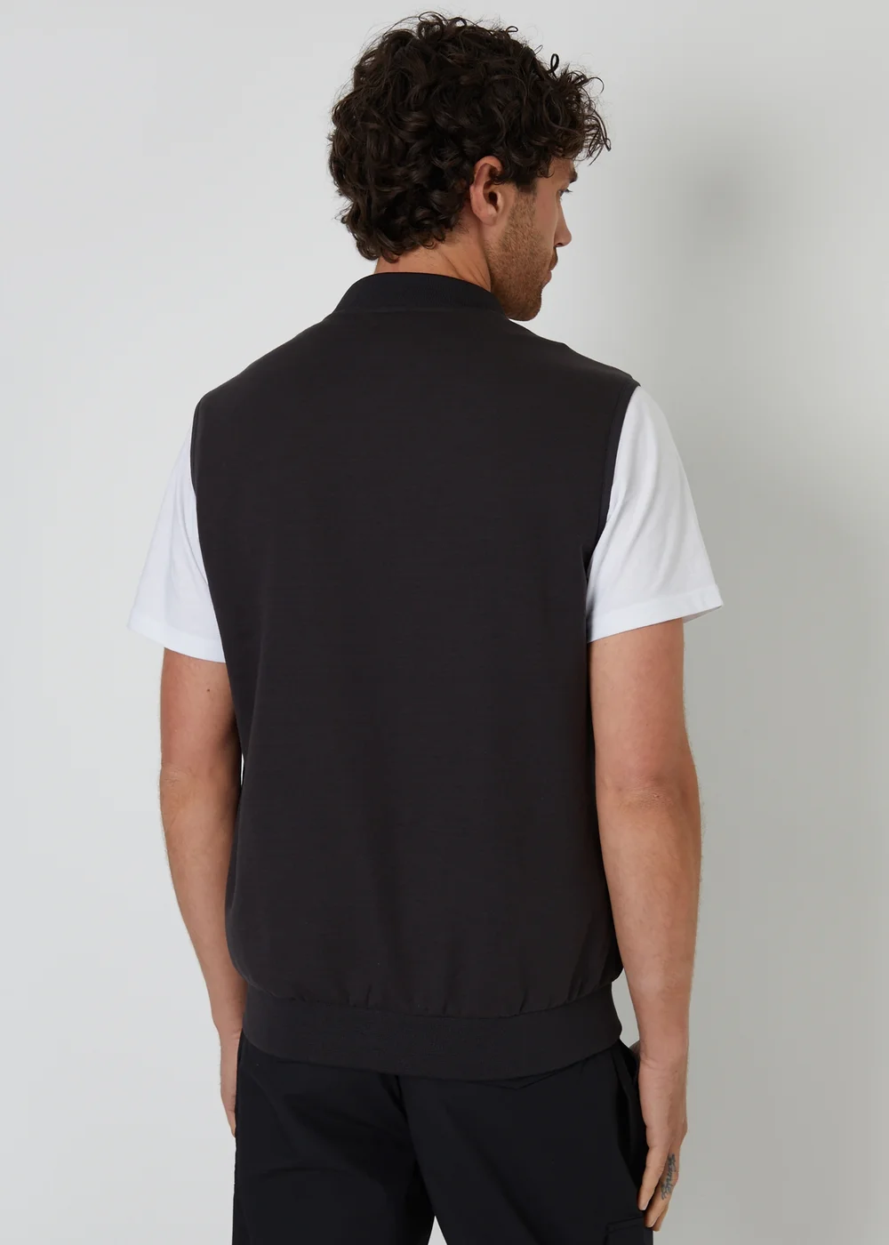 Threadbare Black Quilted Hybrid Gilet - L Image 2
