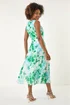 Roman Green Floral Pleated Neck Midi Dress - 20 Image 3