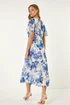 Roman White Floral Print V-Neck Midi Dress - Size 16 Clothing Image 4