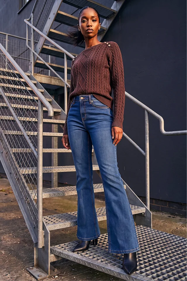 Roman Indigo Petite Bootcut Stretch Jeans