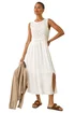 Roman White Crochet Bodice Midi Dress - Size 20 Clothing Image 2