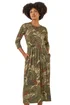 Roman Khaki Paisley Print Stretch Midi Dress - 12 Image 1